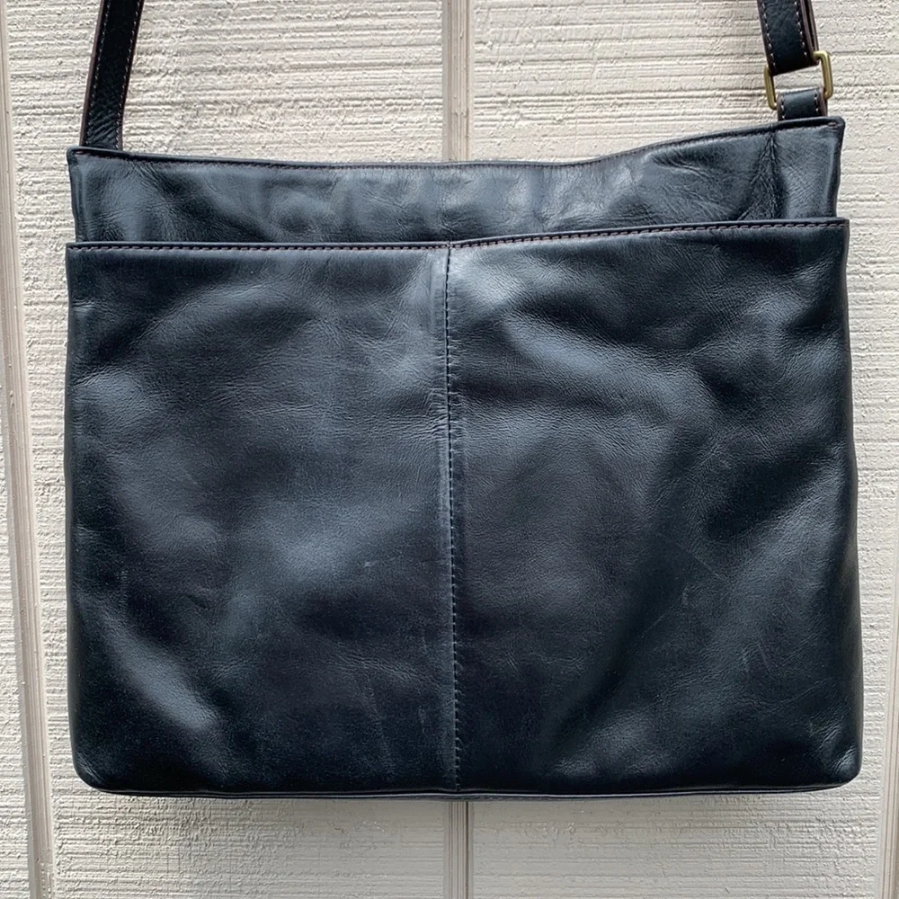 𝅺margot NEW YORK Black Leather and Old English Brass Hobo Bag